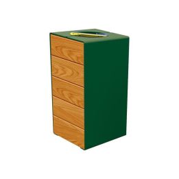 Poubelle de tri sélectif KUB en acier et bois