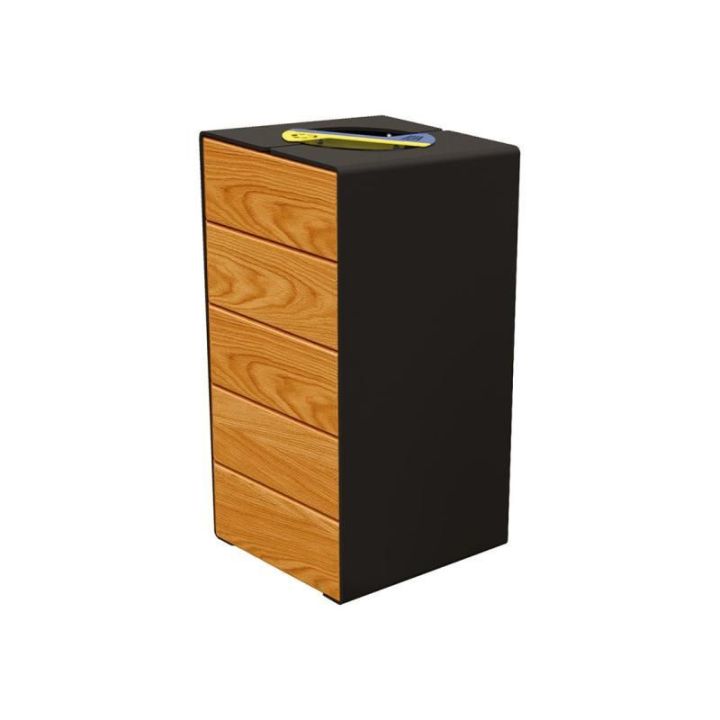 Poubelle Tri Sélectif KUB Acier & Bois | Design Haut de Gamme - Sol Direct