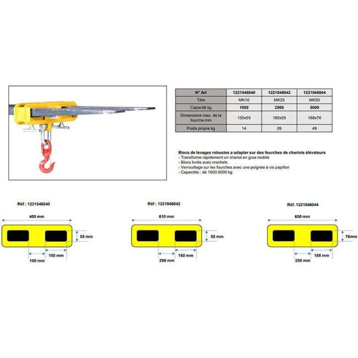 Crochet Levage Chariot Élévateur | Charge 1 à 5T - Sol Direct