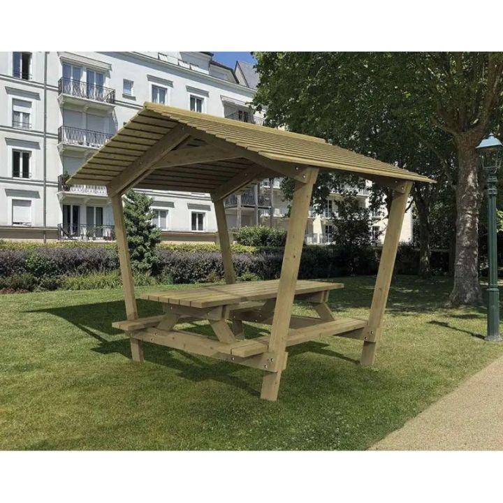 Table de pique-nique avec toit Turin | Mobilier extérieur public - Sol Direct