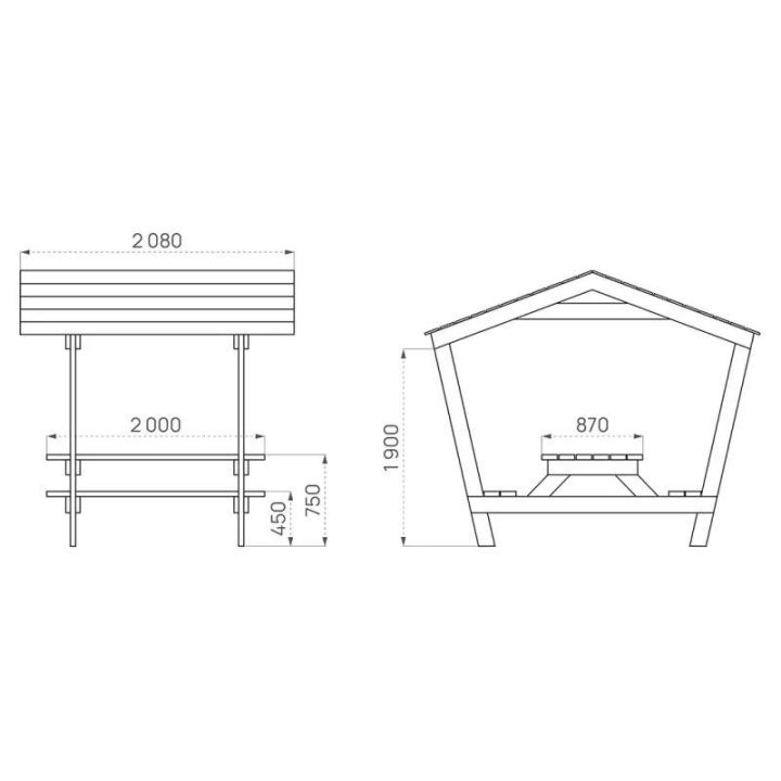 Table de pique-nique avec toit Turin | Mobilier extérieur public - Sol Direct