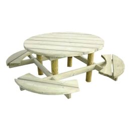 Table de pique-nique ronde Dublin | Mobilier extérieur bois - Sol Direct