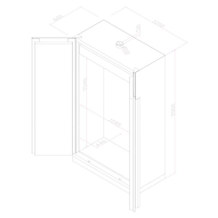 Shéma Armoire haute pour batterie lithium haute 2 porte - Larg 1200 mm