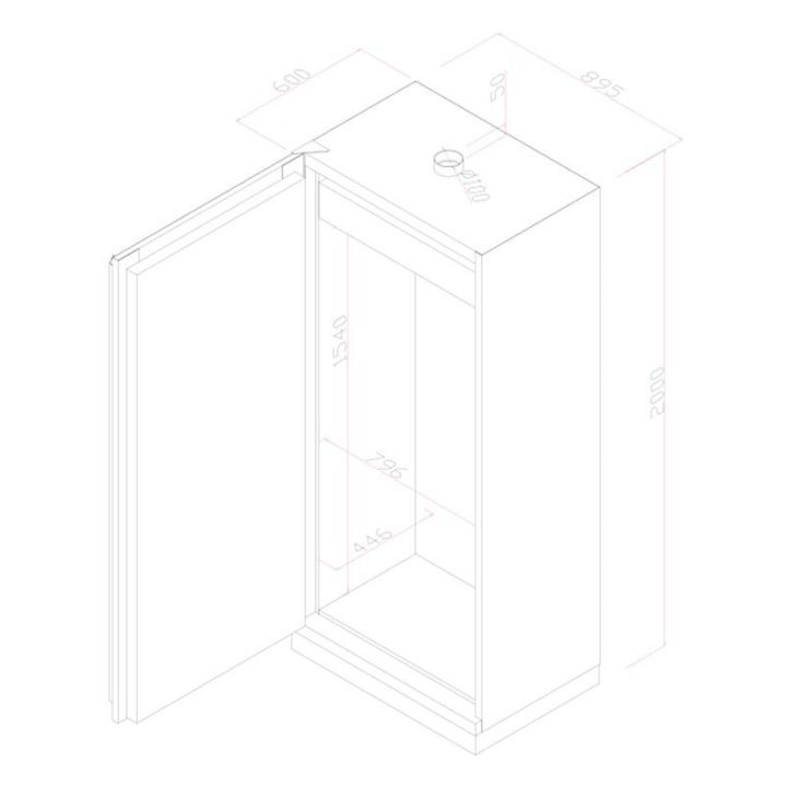schéma armoire 1 porte anti-feu ouverte