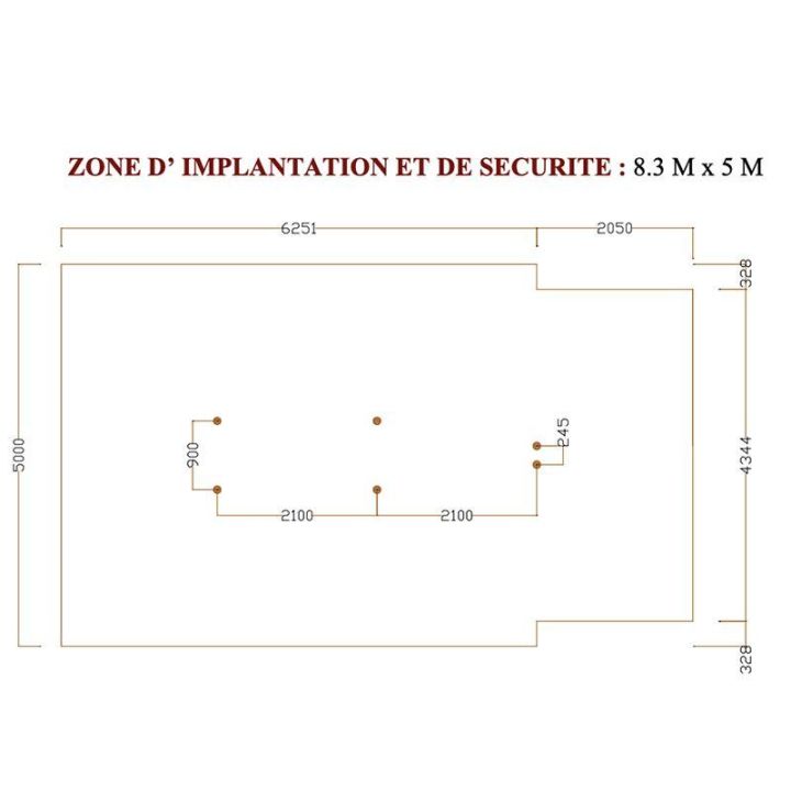 Zone d'implantation Échelle de suspension inclinée