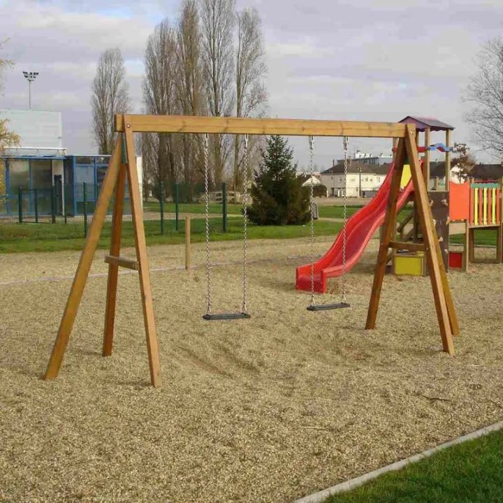 Balançoire 2 places multi-matériaux | Usage intensif - Sol Direct