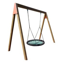 Balançoire bois avec nacelle | Aire de jeux sécurisée enfants - Sol Direct