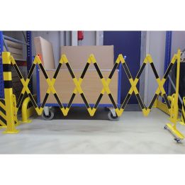 Barrière extensible avec poteau et roues | Barrière de sécurité | Barrière et poteau de Sécurité