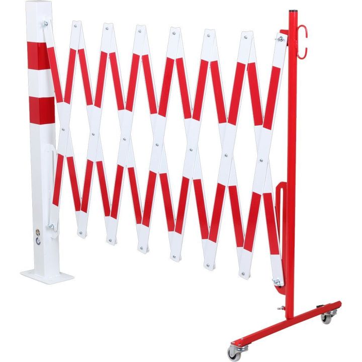 Barrière extensible avec poteau et roues | Barrière de sécurité | Barrière et poteau de Sécurité