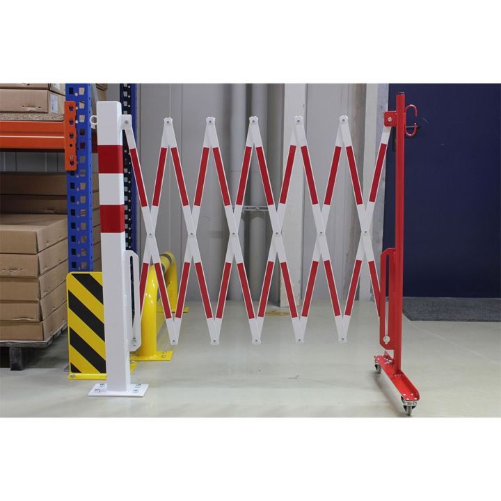 Barrière extensible avec poteau et roues | Barrière de sécurité | Barrière et poteau de Sécurité