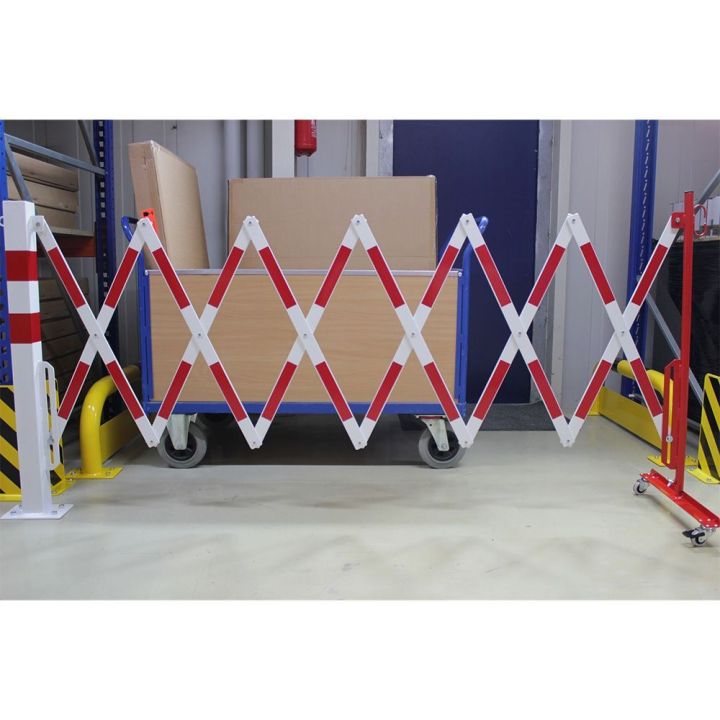 Barrière extensible avec poteau et roues | Barrière de sécurité | Barrière et poteau de Sécurité