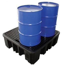 Palette de rétention plastique pour 4 fûts | Bac de rétention plastique