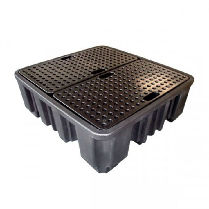 Palette de rétention plastique pour 4 fûts | Bac de rétention plastique