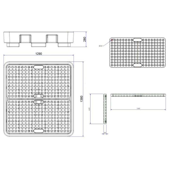 Palette de rétention basse en PE pour 4 fûts | Bac de rétention plastique