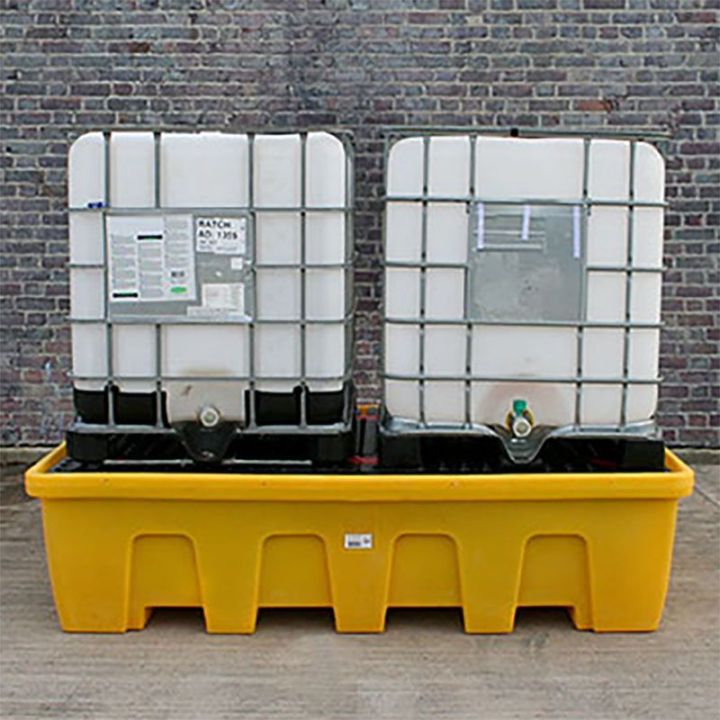 Palette de rétention emboitable pour 2 IBC | Bac de rétention plastique