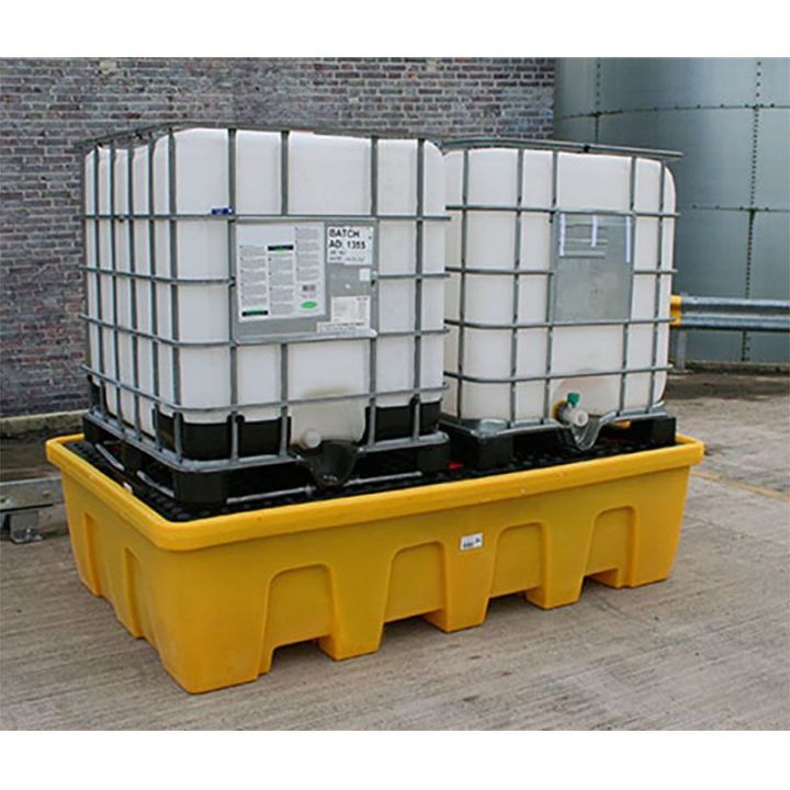 Palette de rétention emboitable pour 2 IBC | Bac de rétention plastique