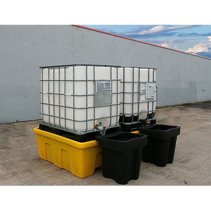 Palette de rétention emboitable pour 2 IBC | Bac de rétention plastique