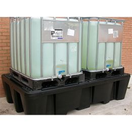Palette de rétention plastique pour 2 IBC | Bac de rétention plastique