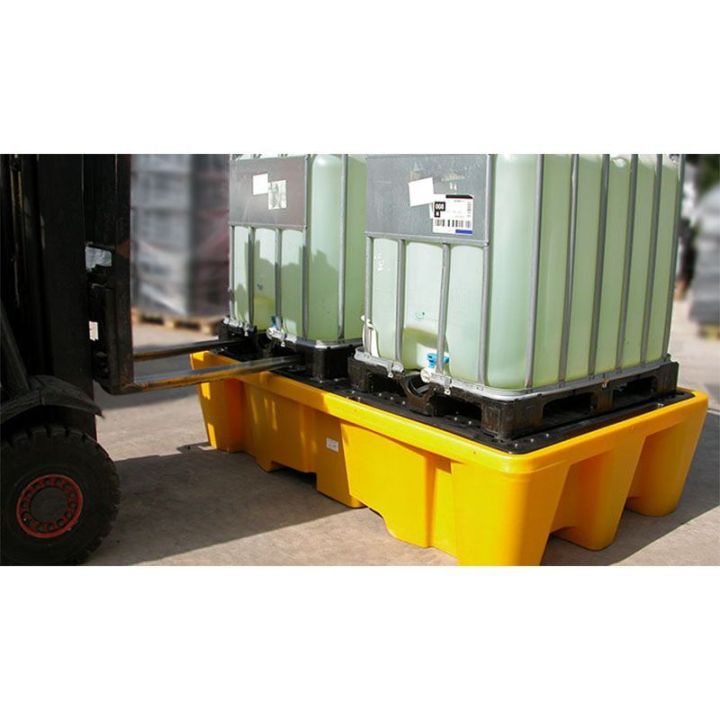 Palette de rétention plastique pour 2 IBC | Bac de rétention plastique