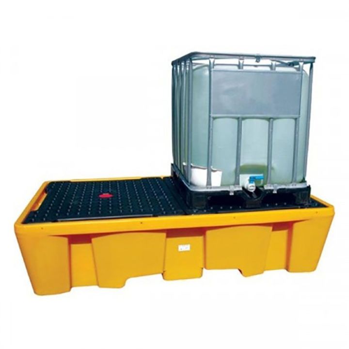 Palette de rétention plastique pour 2 IBC | Bac de rétention plastique