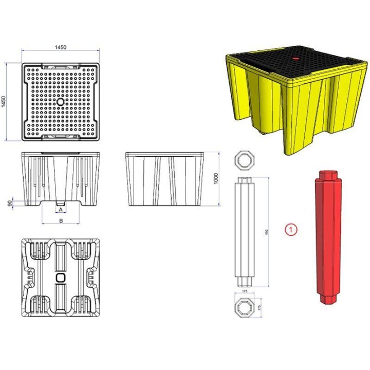Bac de rétention plastique pour 1 IBC ou GRV | Bac de rétention plastique