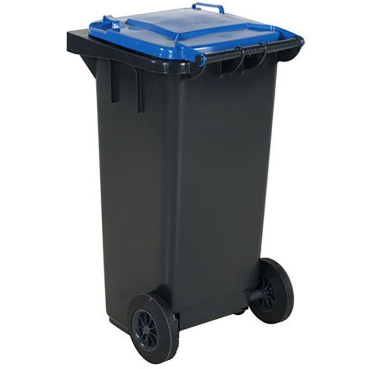 Conteneur à déchets 120L  - Couvercle bleu | Conteneur Poubelle sur roues