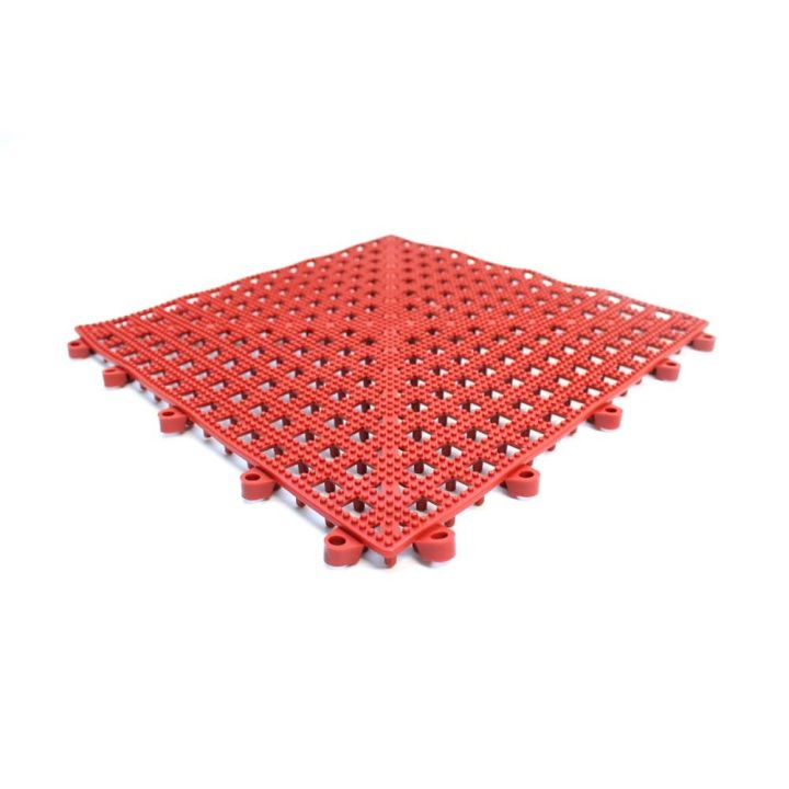 Dalle de sol en PVC souple et hygiénique - caillebotis milieux humides FLEXI-DECK LEISURE ROUGE