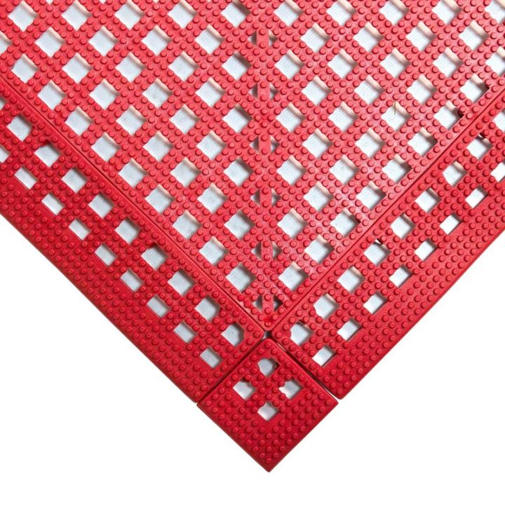 Dalle de sol en PVC souple et hygiénique - caillebotis milieux humides FLEXI-DECK LEISURE ROUGE
