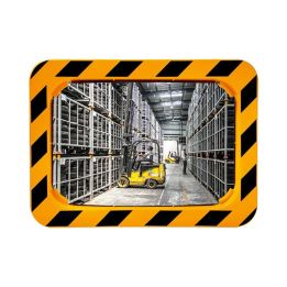 Miroir industrie et logistique en P.A.S. - Cadre Jaune et Noir