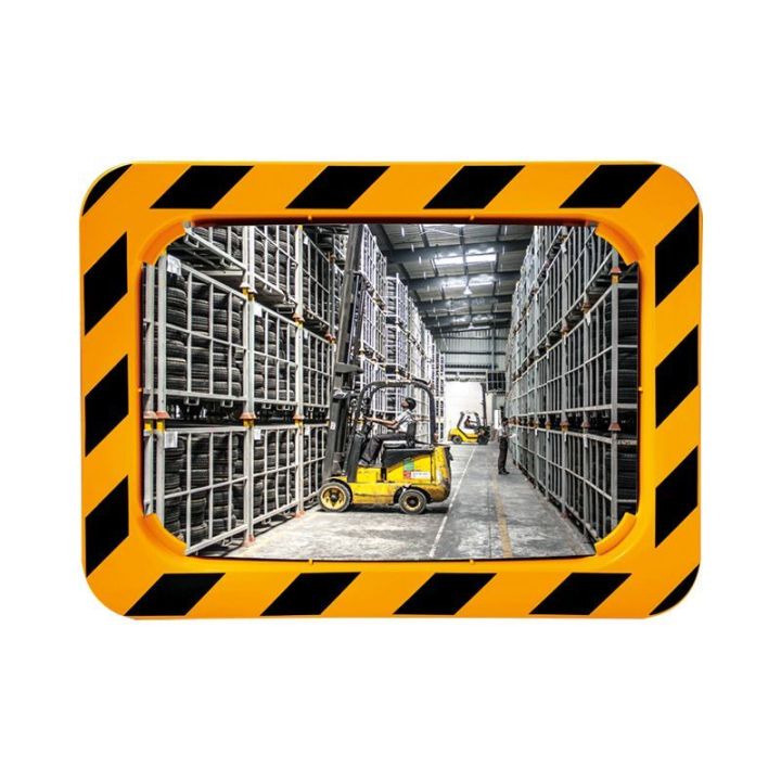 Miroir industrie et logistique en P.A.S. - Cadre Jaune et Noir