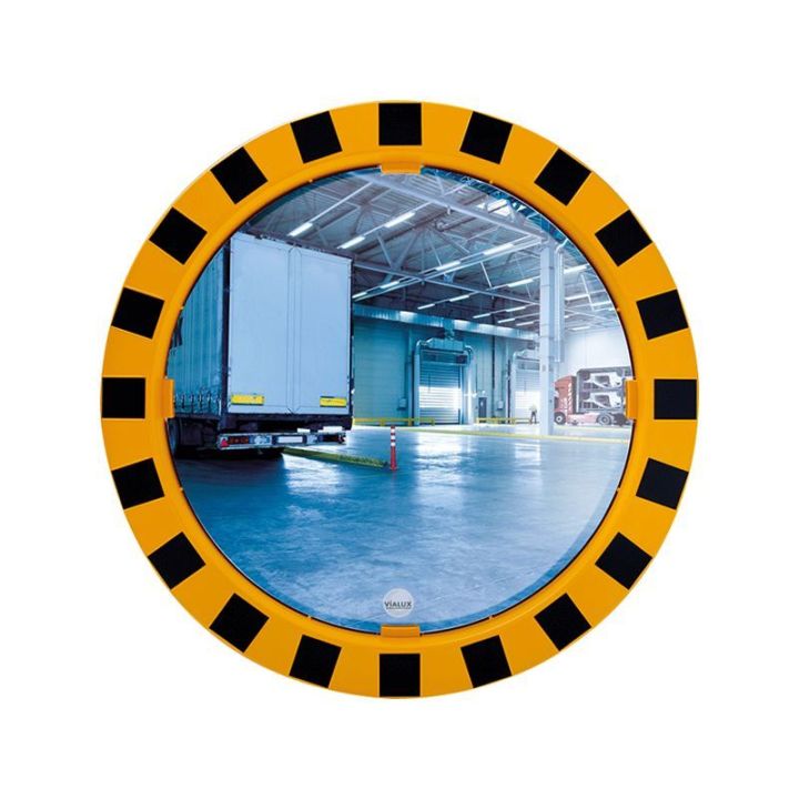 Miroir industrie et logistique en Polymir - Cadre Jaune et Noir
