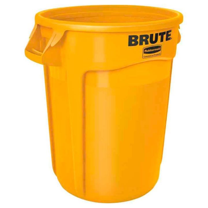 Conteneur Brute 121 L avec conduits d'aération jaune.