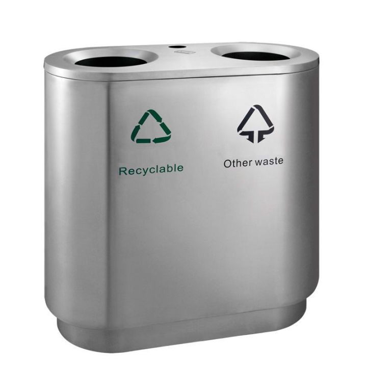 Poubelle tri sélectif en inox 2x41 litres