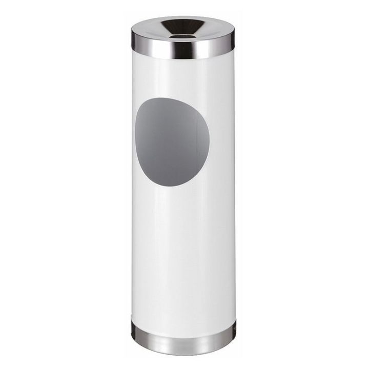 Poubelle cendrier ronde robuste blanc.