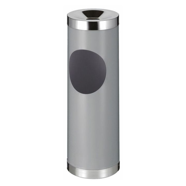 Poubelle cendrier ronde robuste gris.