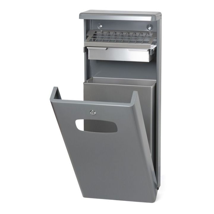 Poubelle avec auvent et cendrier gris 32 L.
