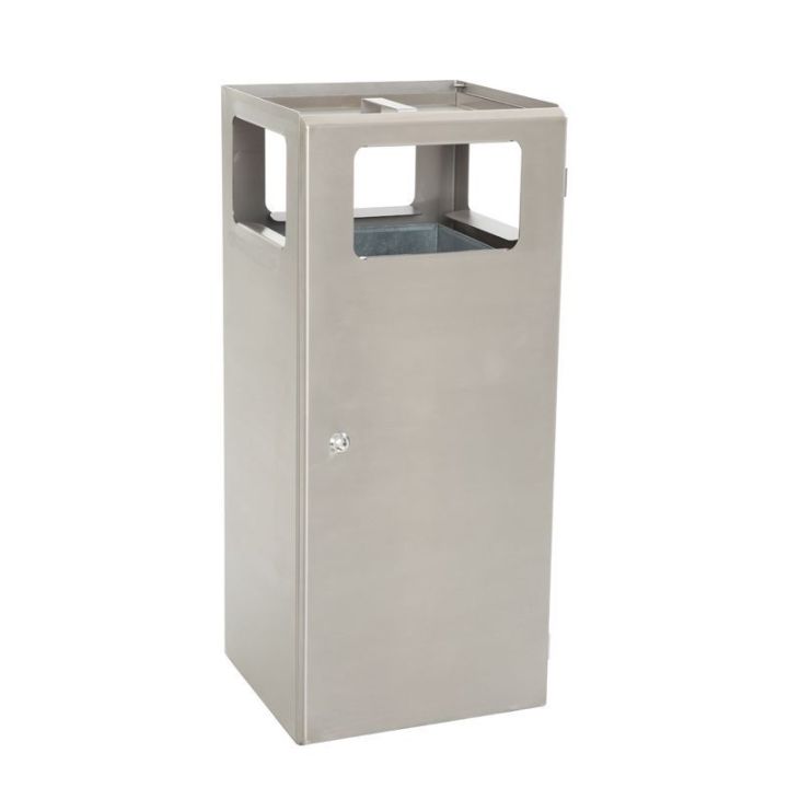 Poubelle cendrier pyramide robuste inox 70 L.