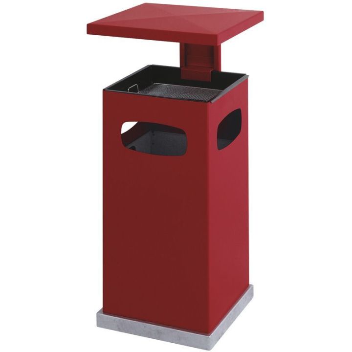 Poubelle cendrier couvercle amovible 70 L rouge
