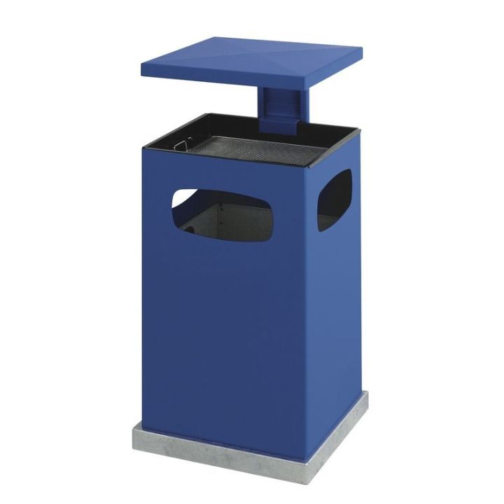 Poubelle cendrier couvercle amovible 80 L bleu