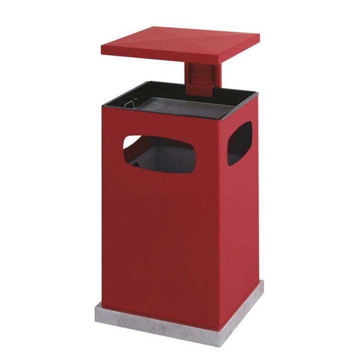 Poubelle cendrier couvercle amovible 80 L rouge