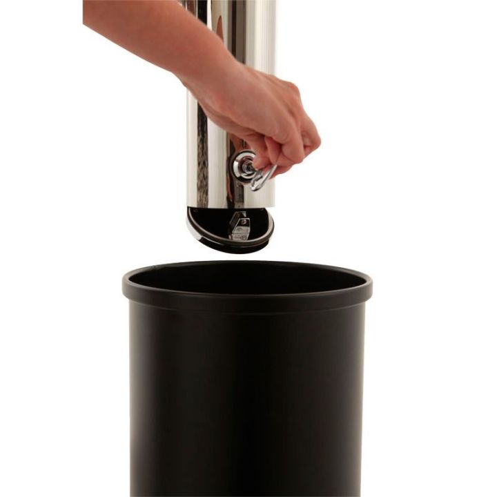 Cendrier mural rond en inox poli 1 L.