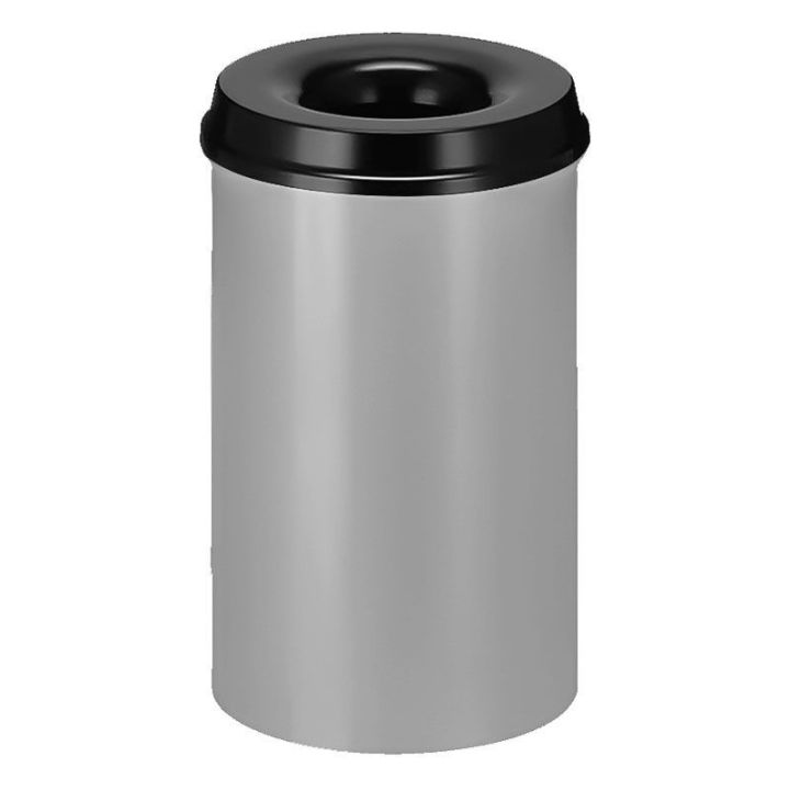 Poubelle anti-feu 20 L gris aluminium noir.