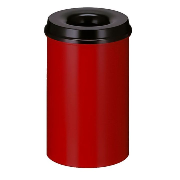 Poubelle anti-feu 20 L rouge noir.
