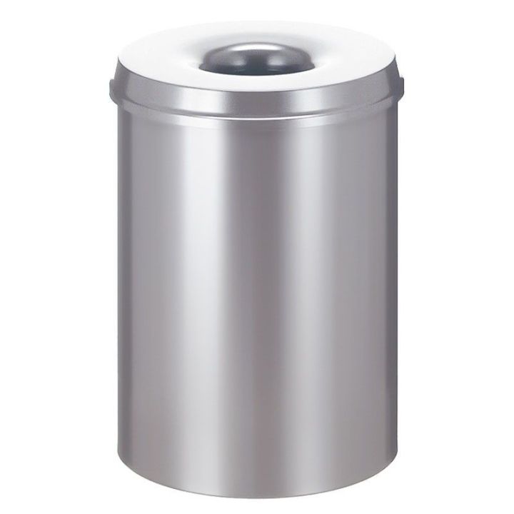 Poubelle anti-feu 30 L argent.