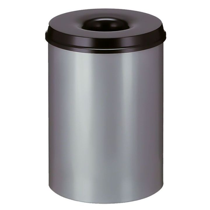 Poubelle anti-feu 30 L gris noir.