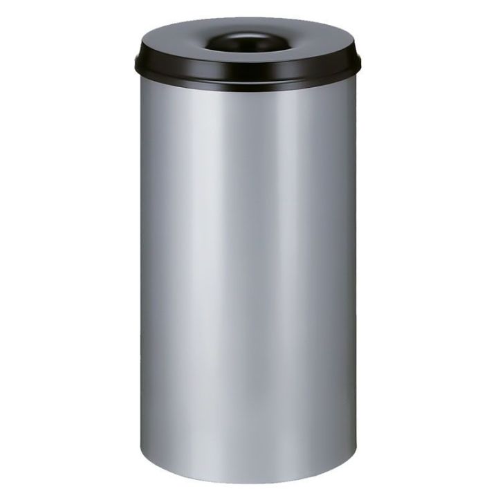Poubelle anti-feu 50 L gris noir.