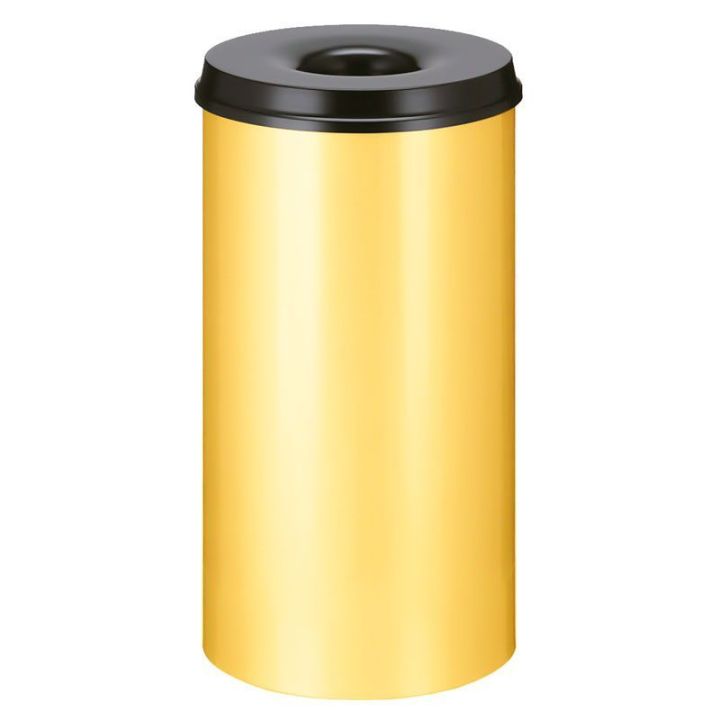 Poubelle anti-feu 50 L jaune noir.