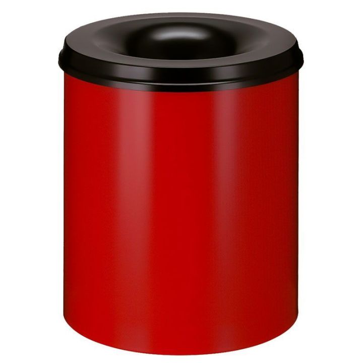 Poubelle anti-feu 80 L rouge noir.