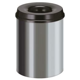 Poubelle anti-feu inox noir 15 L.