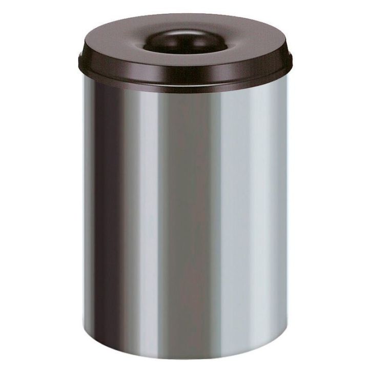 Poubelle anti-feu inox noir 30 L.